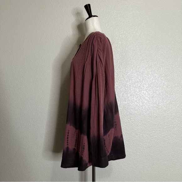 J. Jill Purejill Gauzy Tie Dye Lagenlook Button Down Tunic Top, Sz Large - Picture 6 of 12